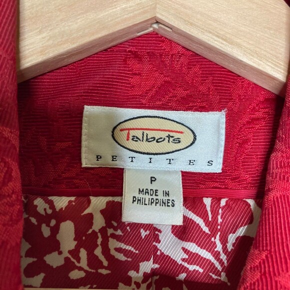 Talbots Red Leaf Pattern Petite Brocade Double Breast Blazer Size Petite - Picture 11 of 11
